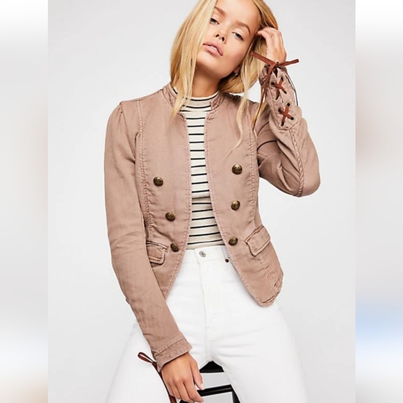 Free People Jagger Blazer Military Style Boho - Picture 3 of 10